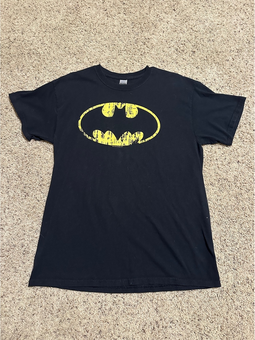 Gildan Batman Logo Black Heavy Cotton T-Shirt Size Large